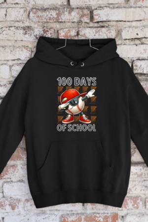 100 Days Of School Baseball 100th Day Student Kids Boys Long Sleeve Hoodie
