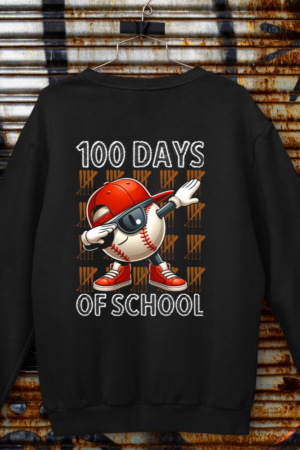 100 Days Of School Baseball 100th Day Student Kids Boys Long Sleeve Sweatshirt