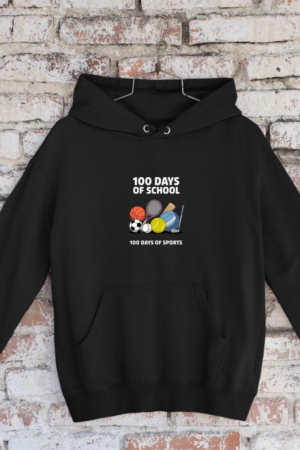 100 Days of School Sports Ball Boys Kids Teacher Novelty Long Sleeve Hoodie