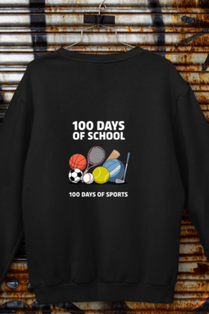 100 Days of School Sports Ball Boys Kids Teacher Novelty Long Sleeve Sweatshirt