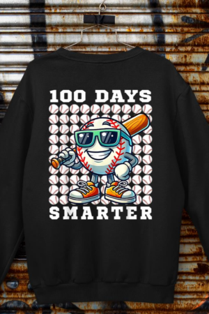 100 Days Smarter Baseball Bat 100 Days of School Boys Kids Sweatshirt