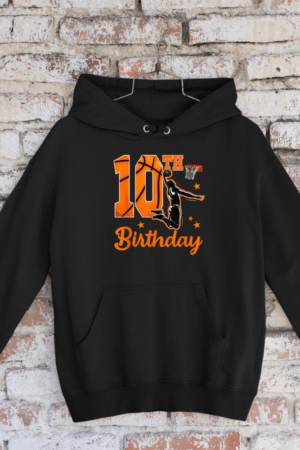 10th Birthday Basketball Theme 10 Year Old Boy Party Hoodie