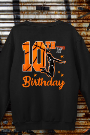 10th Birthday Basketball Theme 10 Year Old Boy Party Sweatshirt