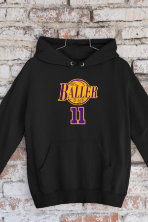 11 Years Old Birthday Basketball Baller Purple And Yellow Hoodie
