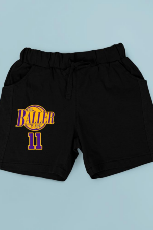 11 Years Old Birthday Basketball Baller Purple And Yellow Short