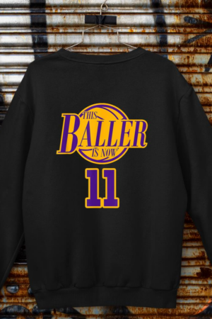 11 Years Old Birthday Basketball Baller Purple And Yellow Sweatshirt