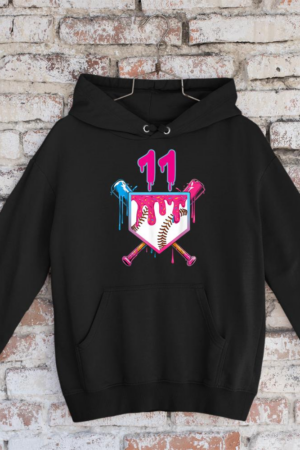 11th Birthday Baseball Ice Cream Drip For Kids Hoodie