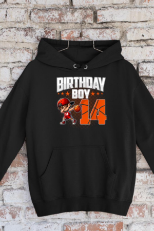 14th Birthday Boy Basketball 14 Years Old Boy Birthday Hoodie