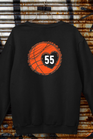 #55 Number 55 in Heart - Basketball Player Cute Graphic Sweatshirt