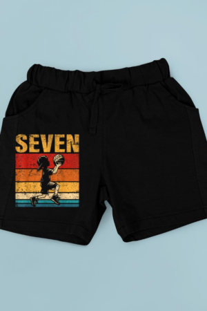 7 Year Old Basketball Boy Birthday Vintage 7th Birthday Short