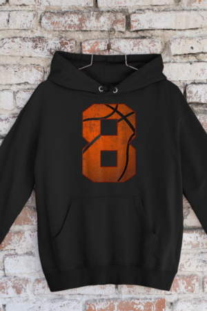 8th Birthday Party Eight 8 Year Old Basketball Bday Boy Hoodie
