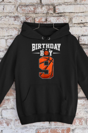 9th Birthday Boy Nine 9 Years Old Basketball Players Team Hoodie