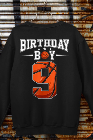 9th Birthday Boy Nine 9 Years Old Basketball Players Team Sweatshirt