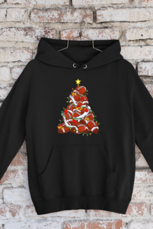 American Football Christmas Tree Xmas Pajamas player coach Hoodie