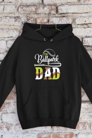 Ballpark Dad Baseball Softball Father's Day Dad Of Ballers Long Sleeve Hoodie