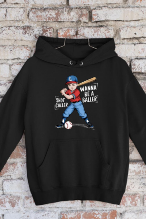 Baseball Boy Wanna Be A Baller Shot Caller Long Sleeve Hoodie