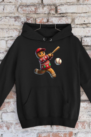 Baseball Christmas Gingerbread Man Baseball Ugly Christmas Hoodie