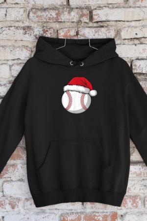 Baseball Christmas Santa Hat Fun Holiday Sports Design Hoodie