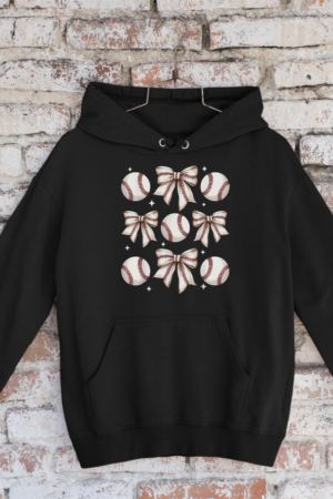 Baseball Coquette Bow Baseball Mom Mothers Day Baseball Mama Hoodie